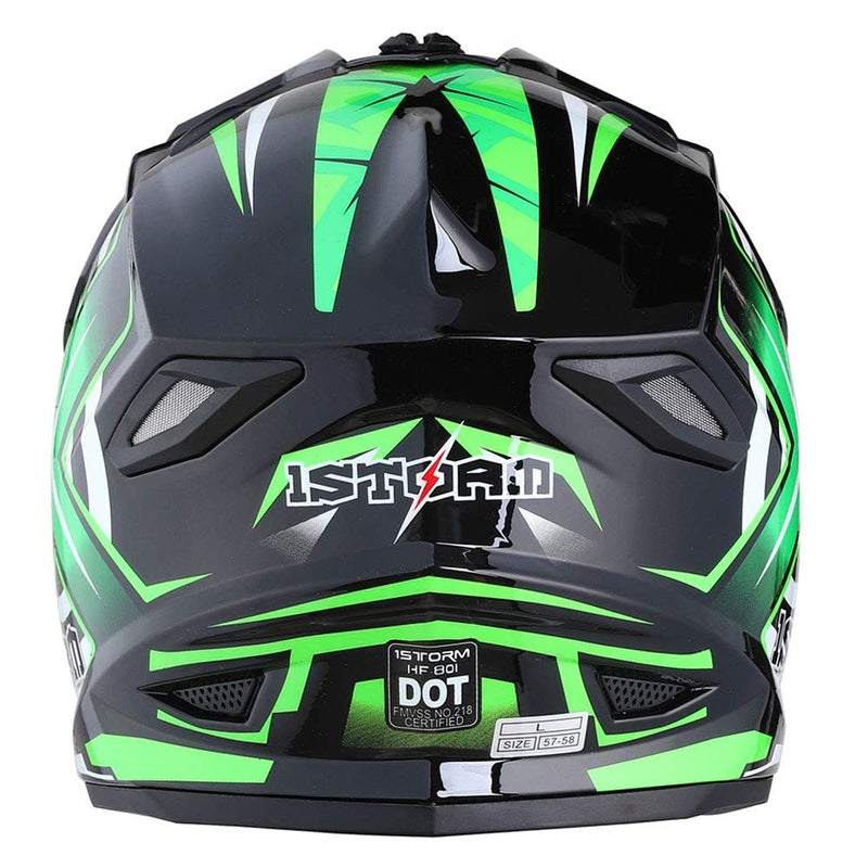 1Storm Adult Motocross Helmet BMX MX ATV Dirt Bike Four Wheeler Quad Motorcycle Full Face Helmet Racing Style: HF801 Sonic Green - Image 3